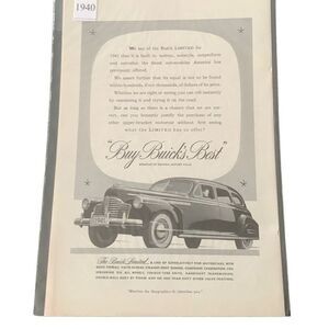 Vintage 1940 Buick Buy Buicks Best Ad Advertisement